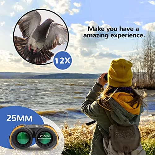 QUNSE Compact Mini Small Binoculars 12x25 for Kids and Adults — view 2