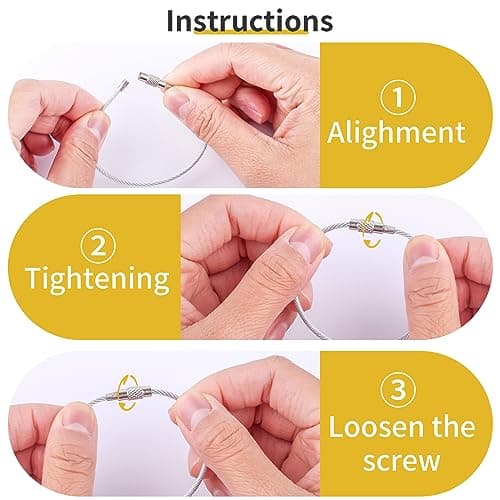 DIVINA VITAE 21 Pcs Wire Keychain Cable Stainless Steel Cable Key Ring 2mm 6 Inch Wire Key Ring for Luggage Tags Students, Office, Home, Outdoor Travel (Multicolor) — view 5