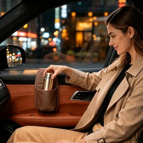 PU Leather Car Door Cups Holder Window Hanging Organizer Car Cup Holder — view 5