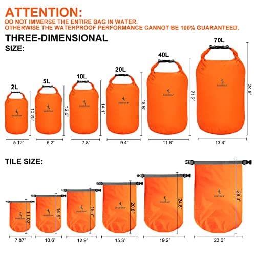 ioutdoor Boat Dry Bags 2L/5L/10L/20L/40L/70L Waterproof Dry Sack(Orange 5L) — view 3