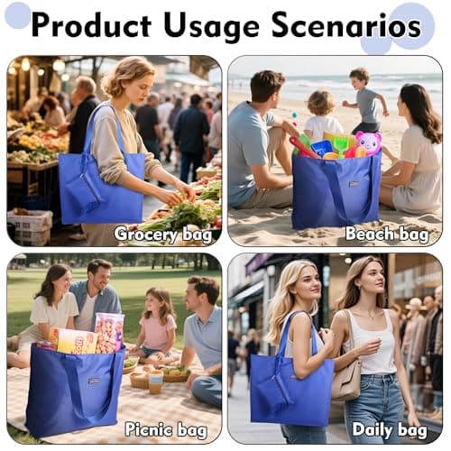 AOTIAN Reusable Grocery Bag, Foldable Shopping Tote Bag with Zipper Closure — view 6
