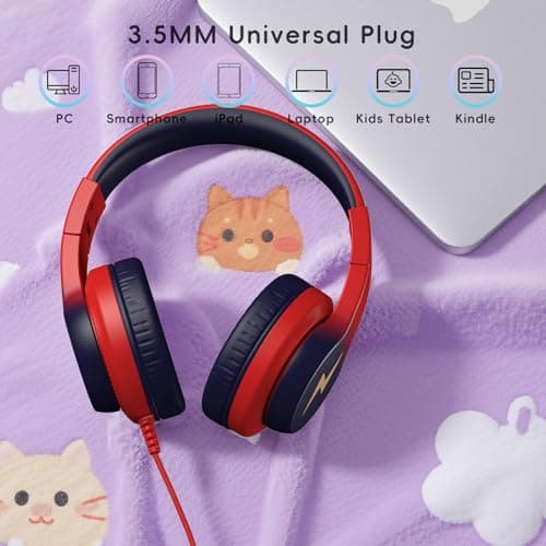 Candy Bila Wired Over-Ear Kids Headphones for School -Gradient Red to Blue — view 5
