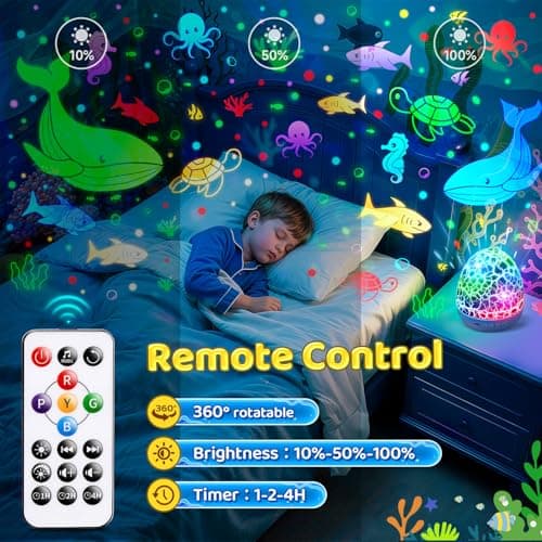Ocean Sensory Lights Projector, White Noise Machine Baby Toys Gifts 1-8 old — view 5