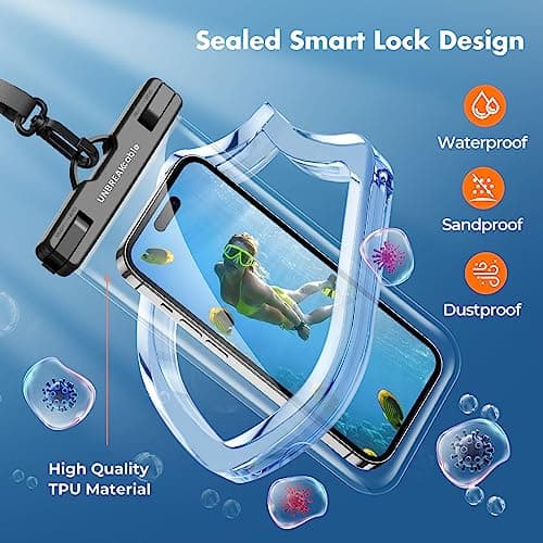 UNBREAKcable Waterproof Phone Pouch 2 Pack, IPX8 Waterproof Phone Case Dry Bag for Swimming Travel Beach, Underwater Phone Case for iPhone 17 Air 16 15 14 Pro Max, Samsung S25 S24 Ultra up to 7 inch — view 6