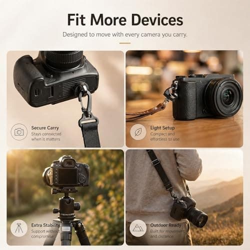 2 Pack Camera Strap Screws, 1/4 Inch Tripod Mount Adapter, Quick Install Neck Sling Holder, Scratch Resistant Rubber Pad, Durable Metal for All Standard DSLR SLR Mirrorless Cameras — view 5