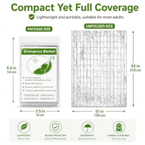 Emergency Blankets Foil Mylar Blanket 210×130cm Foil Blankets First Aid — view 2