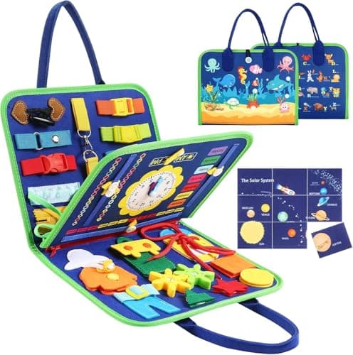 Busy Board for Toddlers, Montessori Learning Sensory Toys Activity Board