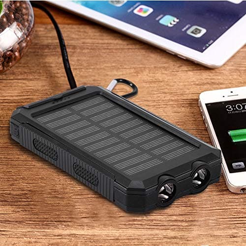 ciciglow Power Bank Kit,10000mAh Outdoor Fast Charge Solar Mobile Power Bank Case DIY Kit with Compass,Dual USB Power Bank Shell DIY Kit(Black+black) — view 6