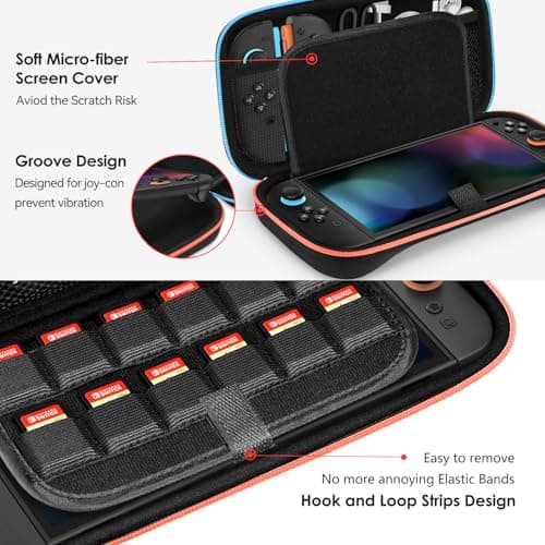 ivoler Carry Case for Nintendo Switch 2 (2025 Model) – Protective Portable Hard Shell Pouch Carrying Travel Game Bag for Nintendo Switch 2 Accessories Holds 12 Game Cartridge– Black — view 3