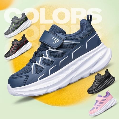 HOIYHEK Kids Trainers for Running Boys Girls School Tennis Shoes Slip ins Unisex Sneakers Navy Blue Big Kid Size 1.5 — view 4
