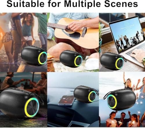 IKHPHE Bluetooth Speaker, Portable Wireless Speaker 18-Hour Playtime, 10M Bluetooth Range, Enhanced Bass, Noise-Cancelling Mic, Black — view 6