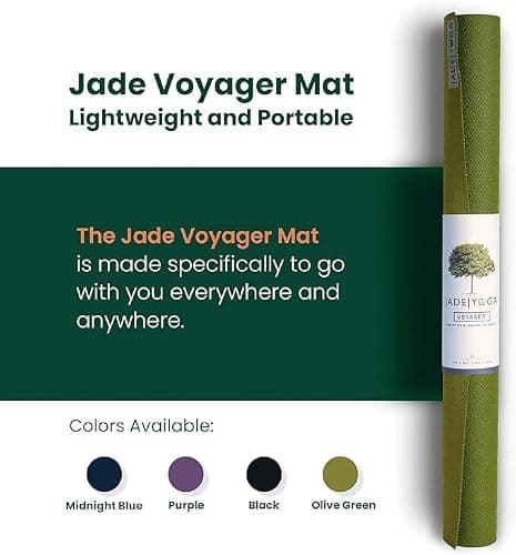 JadeYoga Voyager Yoga Mat - Lightweight & Portable Rubber Yoga Mat - Non-Slip Exercise Mat for Women & Men - Great for Yoga, Home Workout, Gym Fitness, Pilates, Stretching, and More (Jade Green) — view 3