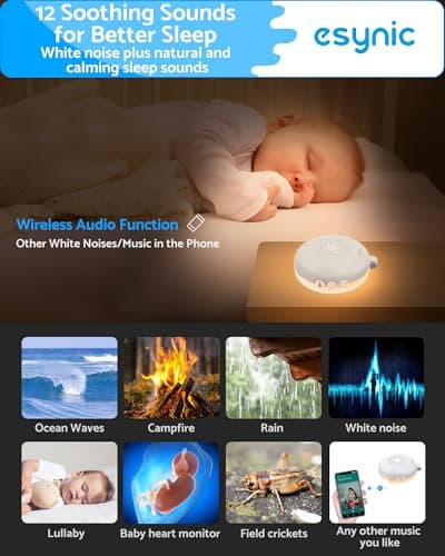 eSynic Portable Baby White Noise Machine with Carry Loop,Timer,Memory&Light — view 3