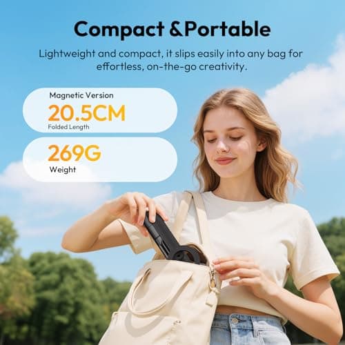 ULANZI SK26 Magnetic Phone Tripod, Retractable Selfie Stick for Vlogging | 15N Strong Magnet, One-Click Opening, Compatible with MagSafe, 200° Tilt, 10M Remote Control, Compatible with iPhone 17–12 — view 5