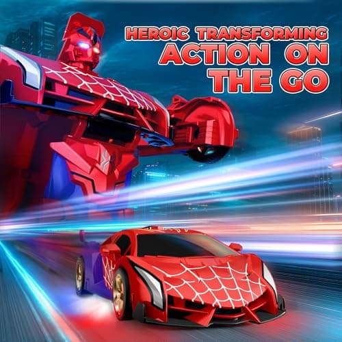 Remote Control Transform Car w Eye & Underbody Lights, 2.4GHz Web RC Car & Robot One-Button Deformation & 360°Rotation, Boys Toys Gifts Present for 3 4 5 6 7 8 9 Year Old Boys Kids Toys Age 3-12 — view 4