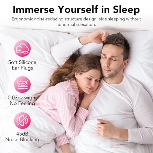 Ear Plugs for Sleep, 45dB Noise Cancelling Earplugs Hearing Protection for Sleep, Concentration, Travel, Work, Concerts, Ultra Comfortable Reusable Silicone Ear Plugs, 8 Tips(XS/S/M/L) & Case(Pink) — view 4