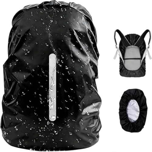 WSHuayee Waterproof Backpack Rain Cover with Reflective Strip, 35L-40L Dustproof & Abrasion-Resistant Bag Cover, Rucksack Raincover for Outdoor, Hiking, Camping, Traveling, Cycling (Black,30L-40L)