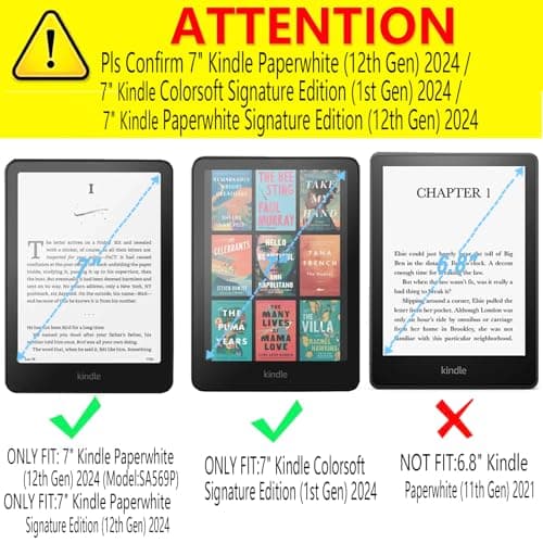 DMLuna Case for All-New 7" Kindle Paperwhite (12th Generation) 2024 Model:SA569P / Kindle Colorsoft Signature Edition (1st Gen), PU Leather, Lightweight Water-Safe Cover with Auto Sleep Wake, Khaki — view 2