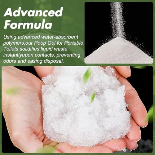 Portable Toilet Accessory Kit: 12x Urine Solidifier Powder & 12x Leak-Proof Waste Bags - Hassle-Free Coagulant Gel for Camping Toilet, 5 Gal Commode Liner & Travel Commode Accessories — view 3