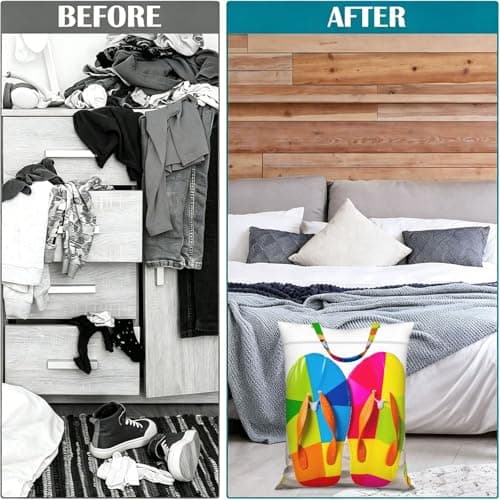 Colorful Flip Flops Beach Ball Travel Laundry Bag With Handle, 2pcs Large Waterproof Dirty Clothes Bags With Zipper, Foldable Swimsuit Workout Bag Washable Wet Clothes Storage Organizer For Dorm — view 4