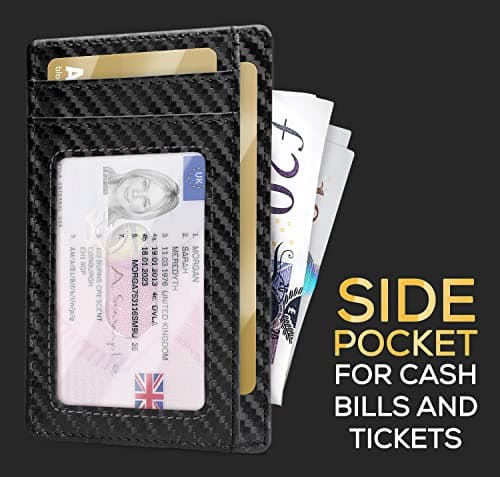 PIRNA Slim Wallet for Men | RFID Blocking Minimalist Credit Card Holder – Thin Card Wallet with Small Money Pocket & Gift Box for Men's in UK (Carbon Fiber Wallet) — view 3