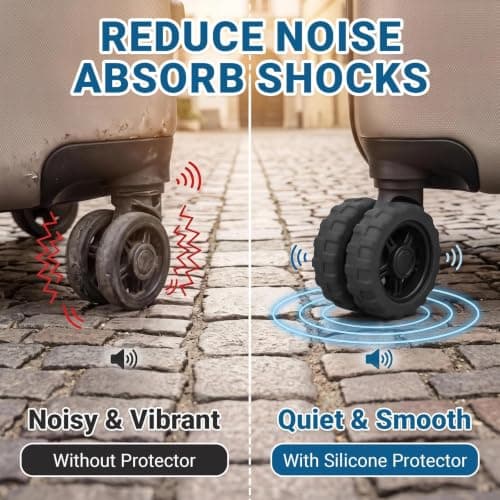 Heryson 8 Pcs Silicone Suitcase Wheel Protectors, Anti Scratch Noise Reduction Luggage Wheel Covers, Wear Resistant Spinner Wheel Protective Caps for Most Travel Trolley Suitcase Wheels — view 4