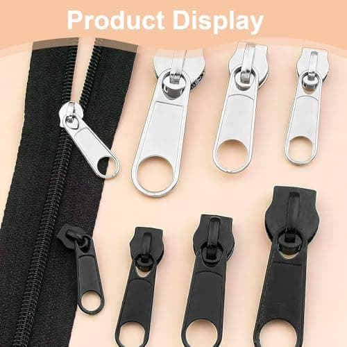 3#5#8#10# Zipper Repair Kit, 8 Pcs Zip Slider Replacement Zipper Head, Black & Silver Zip Repair Set, Zippers Replacement No Tools for Sleeping Bags Tents Coat Luggage Backpacks — view 6