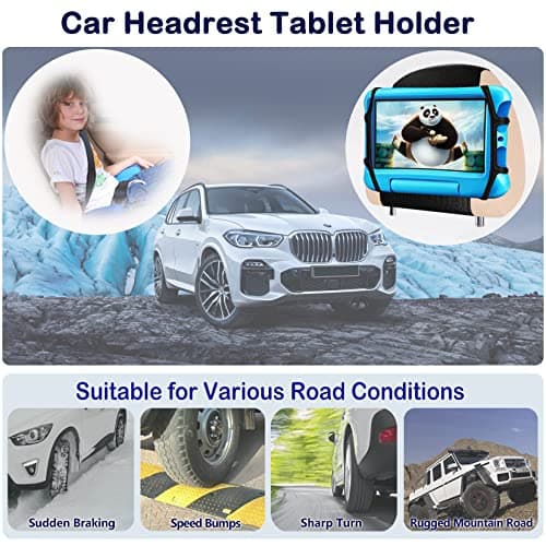 ViMOQi Car Tablet holder for kids,ipad Holder for Car Headrest,360° Adjustable Tablet Car Mount for Back Seat,Anti-Slip Strap and Holding Silicone Net for Kindle,iPad,Galaxy Tab,7~11" Screen Devices — view 4