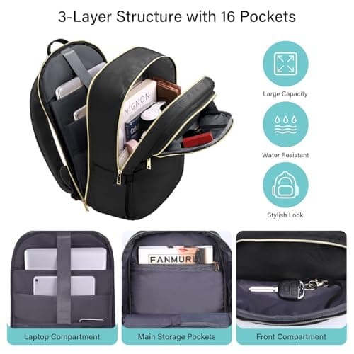 HOMIEE Travel Backpack for Women, 15.6 Inch Laptop Carry On Bag, 20L — view 3