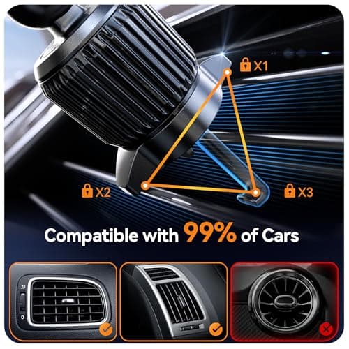 Auckly 【QC3.0+Sucker+Clip】 Car Phone Holder Wireless Charger,Qi 15W Fast Wireless Car Charger Automatic Sensor Phone Holder Vent Mount Compatible for iPhone 12 13 14 15 16 17 Pro Max Plus Mini 11 XS — view 4