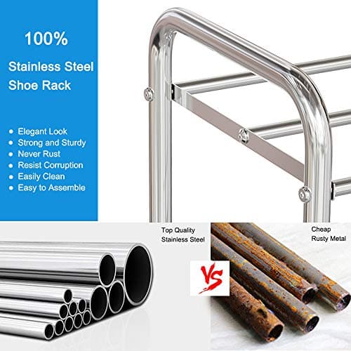 FANHAO 2-Tier Stainless Steel Shoe Rack, Up to 8-Pair Storage Shelf — view 6
