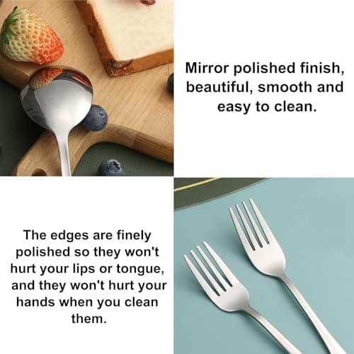 DOETYD 3 PCS Travel Cutlery Set Stainless Cutlery with Portable Case Reusable Spoon Fork and Knife for Camping Travel Picnic School Office Lunch (Green) — view 4