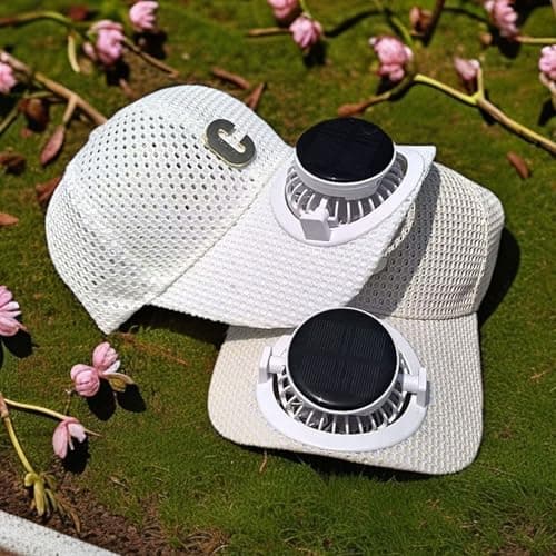 Solar Powered USB Rechargeable Cooling Hat for Travel, Black — view 5