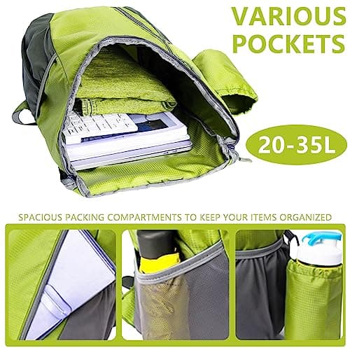 Yoolly Lightweight Foldable Backpack, Small Hiking Rucksack, Waterproof Packable Backpack for Men Women Kids, Durable Rucksack for Outdoor Sport Travelling Hiking Camping Biking Walking (Green) — view 4