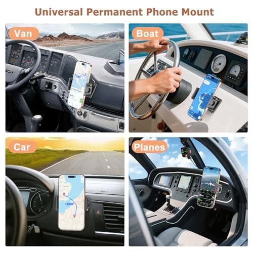 MAGJIEYX Drill Base Car Phone Holder, 360° Rotatable Phone Mount for Truck Boat Planes Wall Dashboard Secure Grip Compatible with for iPhone Samsung 4.7''-7'' All Smartphones Car Accessories — view 4