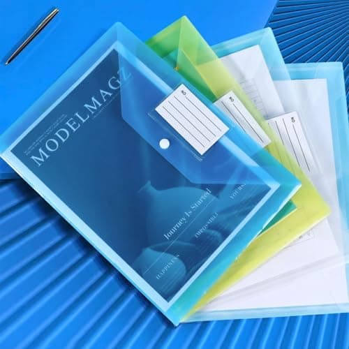 GESDYO Plastic Wallets A4-10Pack Plastic Folders with Label Pocket 5 Assorted Colours Popper Wallet A4 with Snap Button and Label for Home, Office, School and Travel — view 6