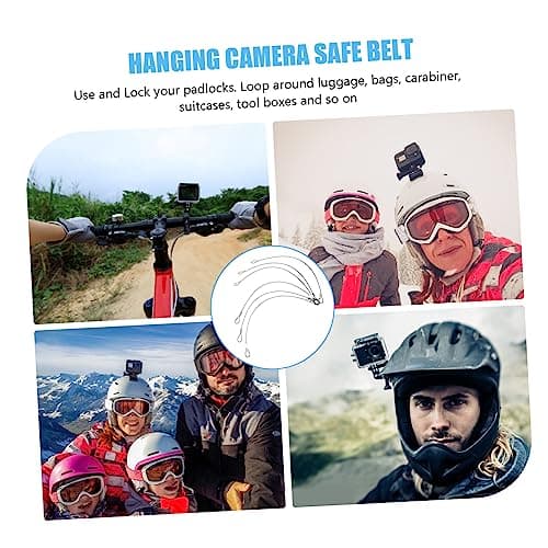 GRIRIW 6pcs 20cm Action Camera Steel Tethers with Colorful Coated Stainless Steel Cable Lanyards for Hanging and Safety Use, Compatible with Gopro and Other Camera Accessories — view 5