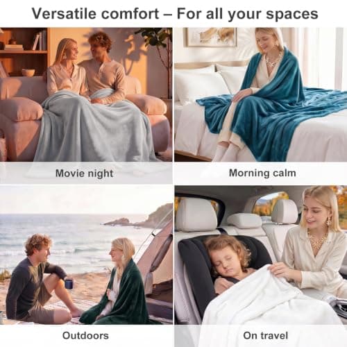 WAVVE Fleece Blanket King Size XXL Gray 7.5ft x 9ft - Fluffy Soft Warm Versatile Extra Large Throw Blanket for Bed/Sofa/Couch Gray, 270x230 cm — view 5