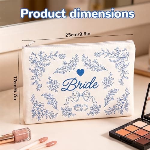 Bride Makeup Bag, 17x25cm/6.7x9.8in High Capacity Floral — view 2