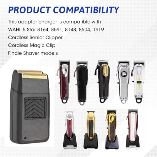 4V 2A Charger Trimmer Razor for Wahl Finale 5 Star 8591 8504 8164 8148 1919, Cordless Magic Clip, Senior Clipper, Finale Shaver Power Adapter Cord — view 3