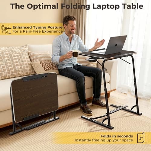 FoldWise Folding Laptop Table for Sofa, Sturdy Work & Dinner Portable Desk — view 3