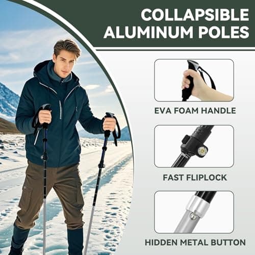 Folding Walking Sticks for Men and Women,2-Pack Adjustable Poles for Hiking — view 5