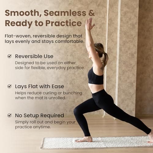 Dalisa Organic Cotton Yoga Mat 60 x 170 cm, Mocha – OCS Certified, Reversible & Seamless, Non-Slip Support, Machine Washable Exercise Mat with Carry Bag — view 4
