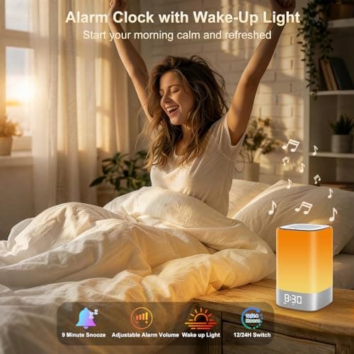 Alarm Clocks Bedside, White Noise Machine, Night Light & Bluetooth Speaker — view 5