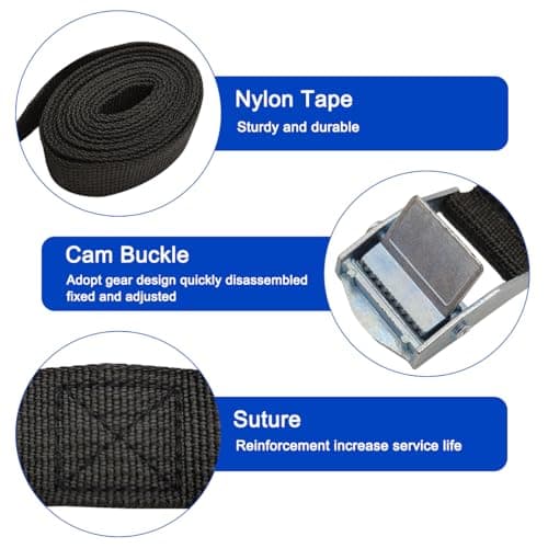 Cooler Tie Down Kit, 14 Pcs, 1"x 56"(4.7 ft) Battery Tie Down Strap with Stainless Steel Cam Buckle, Bracket and SS Screws, Fixed Straps for YETI and RTIC Coolers to Boats Luggage Belt Cars Truck Bed — view 3