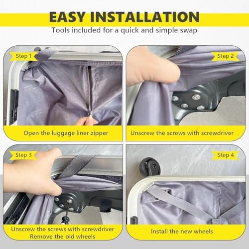 Tobeso-Nuoze Set of 4 Suitcase Wheels Replacement Wheels for Suitcase Repair 360° Rotating Case Replacement Wheel with 4 Mounting Holes H149 — view 5
