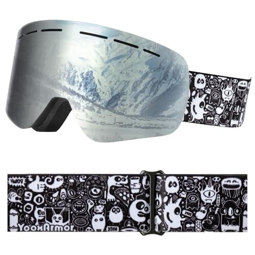 YooxArmor OTG Kids Ski Goggles,Anti fog Skiing Snowboard Goggles with Double Lenses for Children 6-14 Years,100% UV 400 Protection for Boys Girls,Helmet Compatible