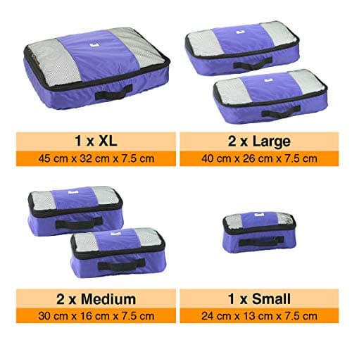 ANSIO Packing Cubes for Suitcase, 6-Piece Travel Luggage Organiser, Purple — view 3