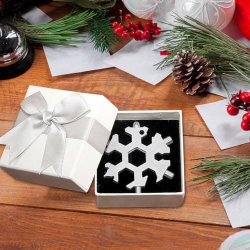 WedDecor Smart Portable 18-in-1 Snowflake Multi Tool with Screwdriver, Wrench, Bottle Opener for Outdoor Travel, Camping, Daily Tool & Keyring, Multifunctional Portable Gadget, Silver, Pack of 2 — view 5