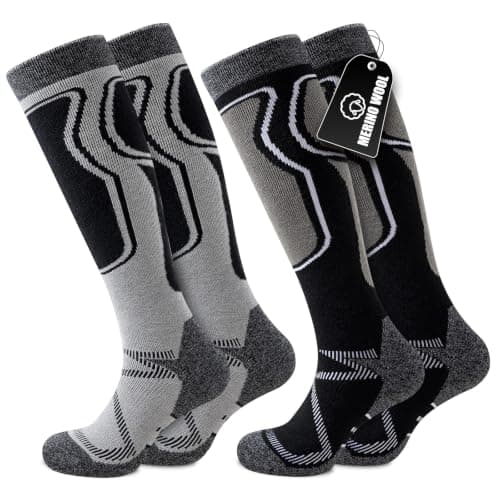 Effeet Merino Wool Ski Socks Men, Thermal Knee High Socks 2 Pairs